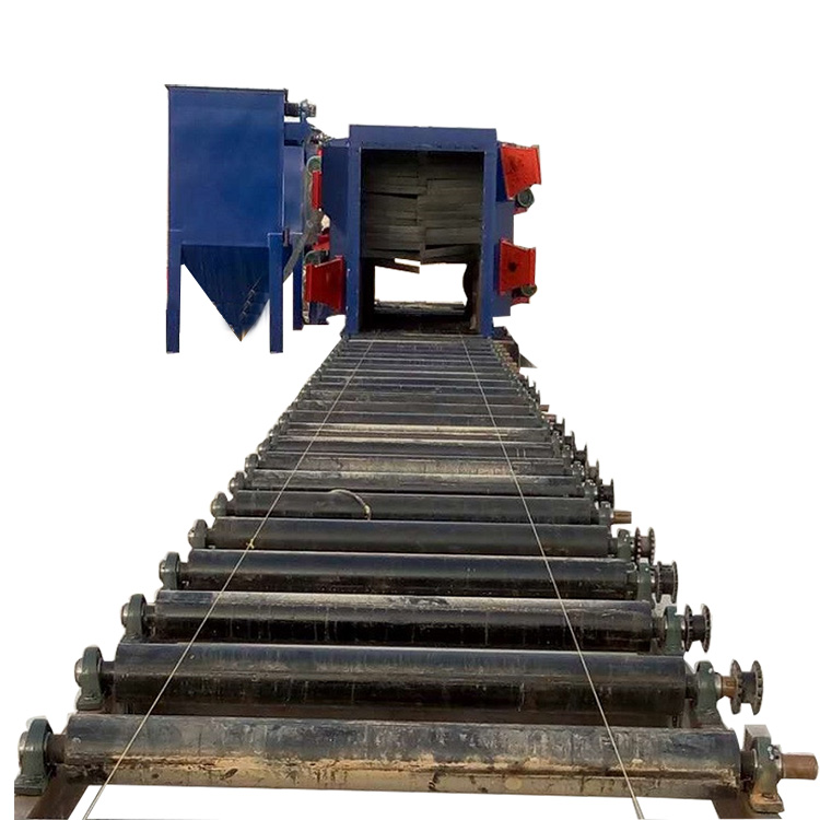 Roller conveyor shot blasting machine with hoist-1
